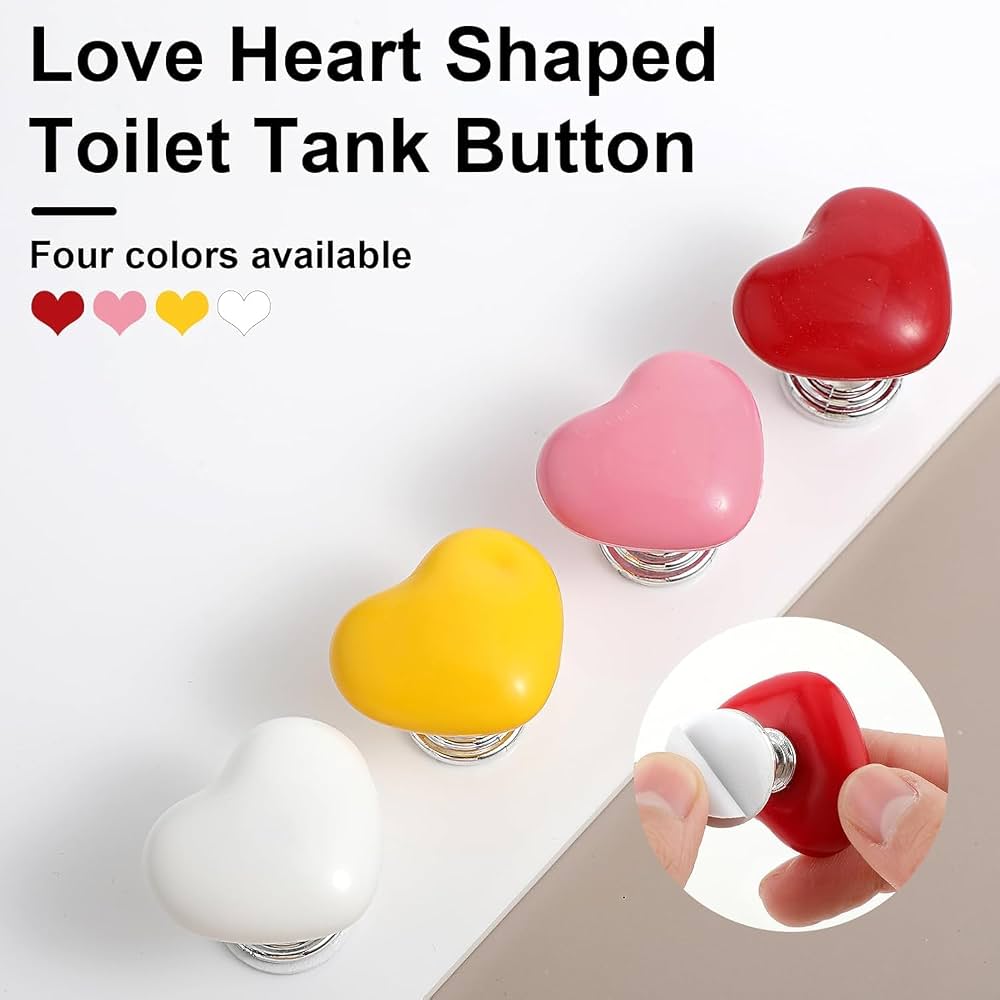 4/6/8PC Handle Toilet Press Button Heart Shaped Press Tank Push Switch Toilet Bathing Room Decor Water Press Flush Button Tools